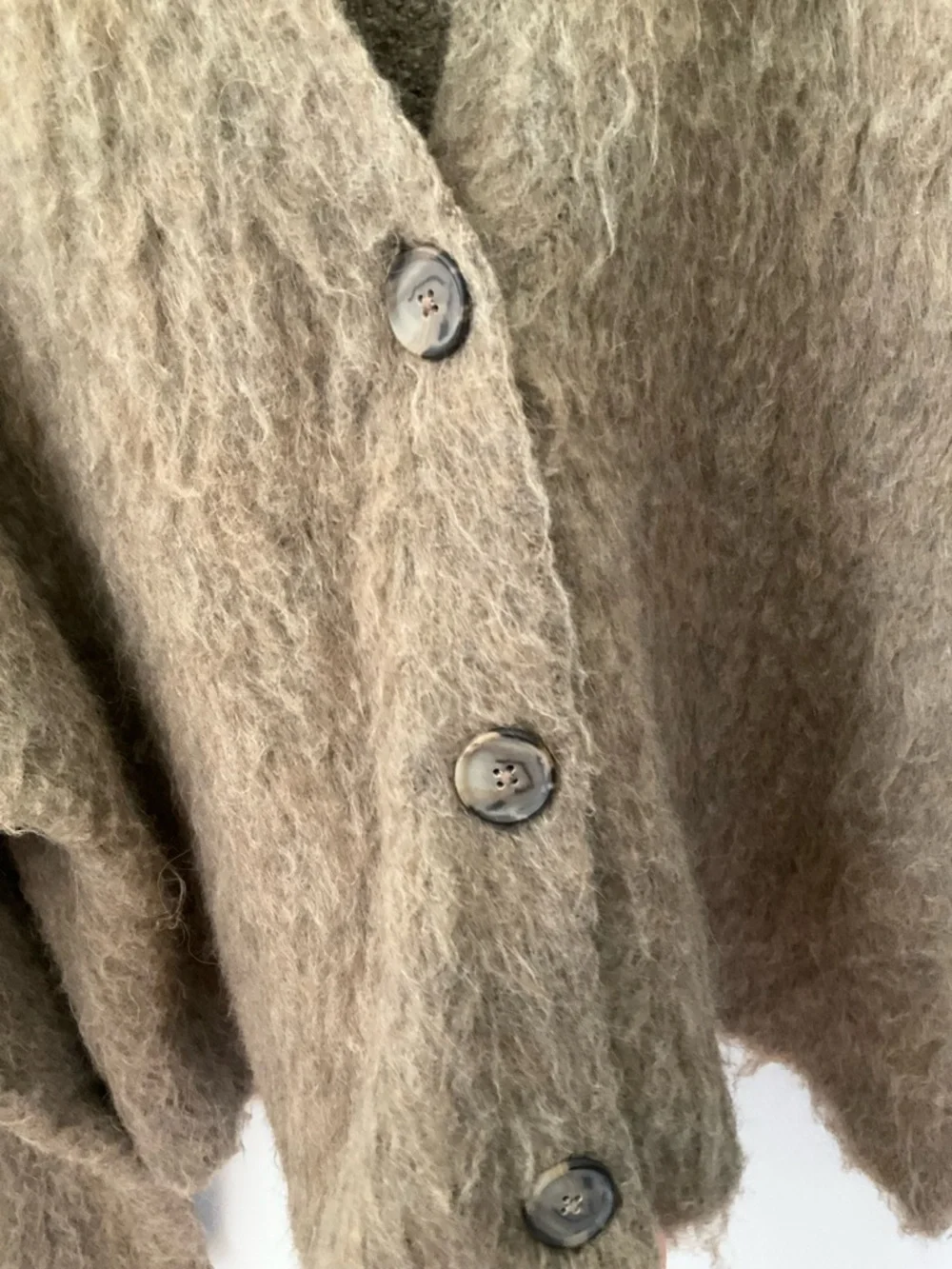 Madewell Brushed V-Neck Cardigan Sweater, Heather Mesquite, Size L